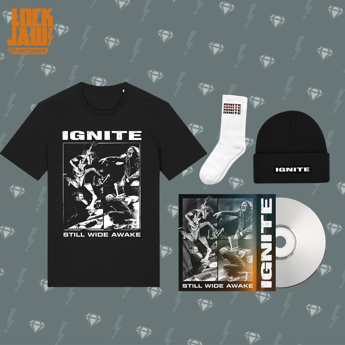 Still Wide Awake - Ignite - T-shirt, Socks, Beanie & CD Bundle