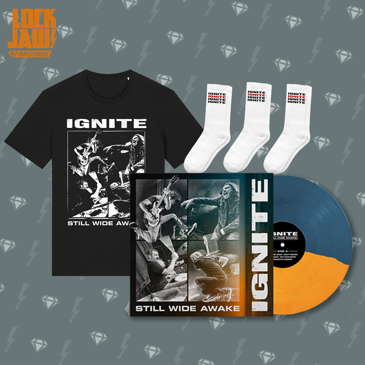Still Wide Awake - Ignite - T-shirt, Socks & 12" Vinyl Bundle